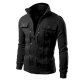 houshelp men's stand collar lightweight front zip jacket casual outdoor cargo military winter windbreaker black