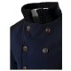 Men's trench coat winter notched collar double breasted mid long jacket warm overcoat navy