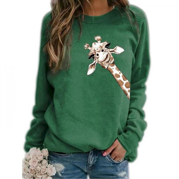 Women's Hoodie Sweatshirt Graphic Animal Daily Basic Casual Hoodies Sweatshirts  Blue Khaki Green