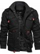 Men's Washed Cotton Fleece Lined Thick Winter Hooded Bomber Jackets M Black