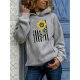 women fashion sunflower graphic hooded pullover sweaters casual comfy long sleeve hoodies shirts tops sweatshirts gray