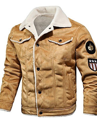 Men's Leather Jacket Regular Solid Colored Daily Basic Long Sleeve Black Brown